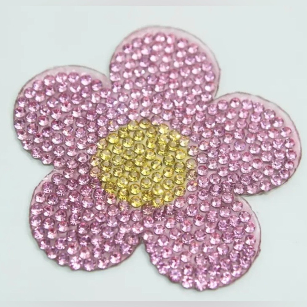 Pink & Gold Floral Rhinestone Iron-On Applique, Clothes, Crafts, Home, New - Picture 4 of 14